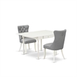 East West Furniture 3-Piece Dining Table Set in Linen White/Light Gray
