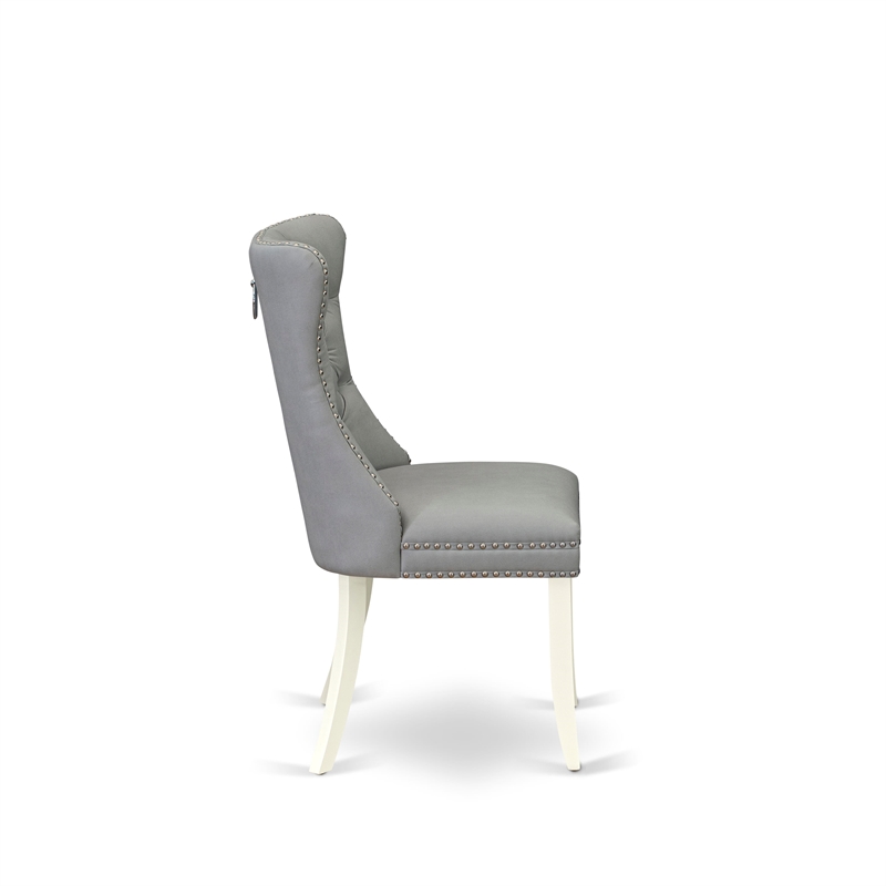 East West Furniture 3-Piece Dining Table Set in Linen White/Light Gray