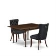 East West Furniture 3-Piece Dinette Set in Mahogany/Dark Gray