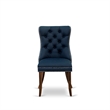 East West Furniture 3-Piece Kitchen Table Set in Antique Walnut/Navy Blue