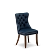East West Furniture 3-Piece Kitchen Table Set in Antique Walnut/Navy Blue