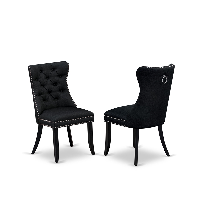 East West Furniture 3-Piece Kitchen Table Set in Black/Black