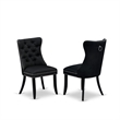 East West Furniture 3-Piece Kitchen Table Set in Black/Black