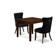 East West Furniture 3-Piece Dinette Set for Small Spaces in Antique Walnut/Black