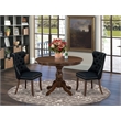East West Furniture 3-Piece Kitchen Table Set in Antique Walnut/Black