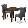 East West Furniture 3-Piece Dining Room Set in Antique Walnut/Platinum Gray