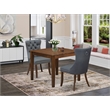 East West Furniture 3-Piece Dining Room Set in Antique Walnut/Platinum Gray