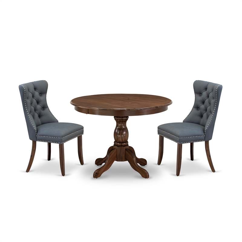 East West Furniture 3-Piece Kitchen Set in Antique Walnut/Platinum Gray
