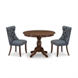 East West Furniture 3-Piece Kitchen Set in Antique Walnut/Platinum Gray