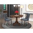 East West Furniture 3-Piece Kitchen Set in Antique Walnut/Platinum Gray