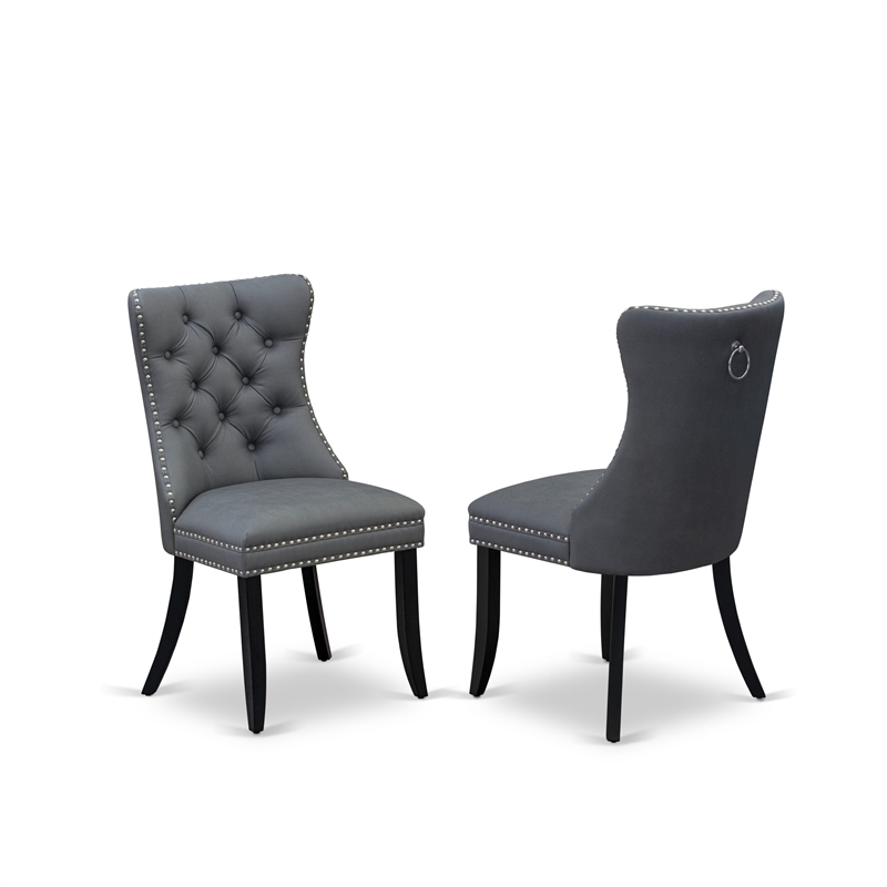 East West Furniture 3-Piece Kitchen Table Set in Black/Platinum Gray