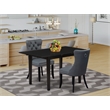 East West Furniture 3-Piece Kitchen Table Set in Black/Platinum Gray