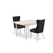 East West Furniture 3-Piece Dining Table Set in Linen White/Dark Gray