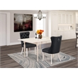 East West Furniture 3-Piece Dining Table Set in Linen White/Dark Gray