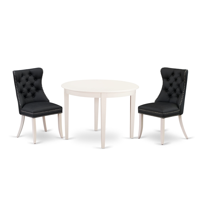 East West Furniture 3-Piece Kitchen Set for Small Spaces - Linen White/Dark Gray