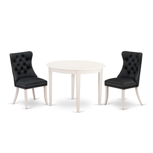 East West Furniture 3-Piece Kitchen Set for Small Spaces - Linen White/Dark Gray