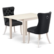 East West Furniture 3-Piece Modern Dining Set in Linen White/Dark Gray