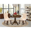 East West Furniture 3-Piece Dining Set in Mahogany/Light Beige