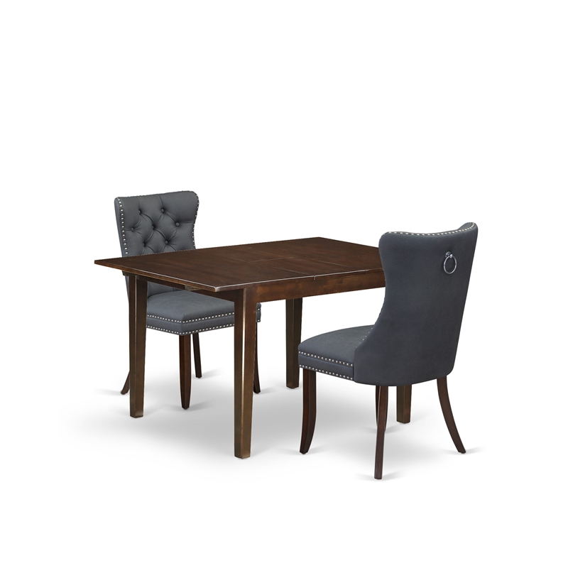 East West Furniture 3-Piece Dining Set in Mahogany/Platinum Gray