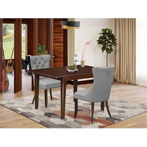 East West Furniture 3-Piece Kitchen Table Set in Mahogany/Light Gray