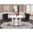 East West Furniture 3-Piece Dining Table Set in Linen White/Dark Gray