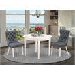 East West Furniture 3-Piece Dining Table Set in Linen White/Platinum Gray
