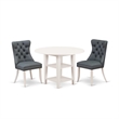 East West Furniture 3-Piece Dining Table Set in Linen White/Platinum Gray