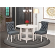 East West Furniture 3-Piece Dining Table Set in Linen White/Platinum Gray