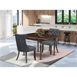 East West Furniture 3-Piece Kitchen Table Set in Mahogany/Platinum Gray