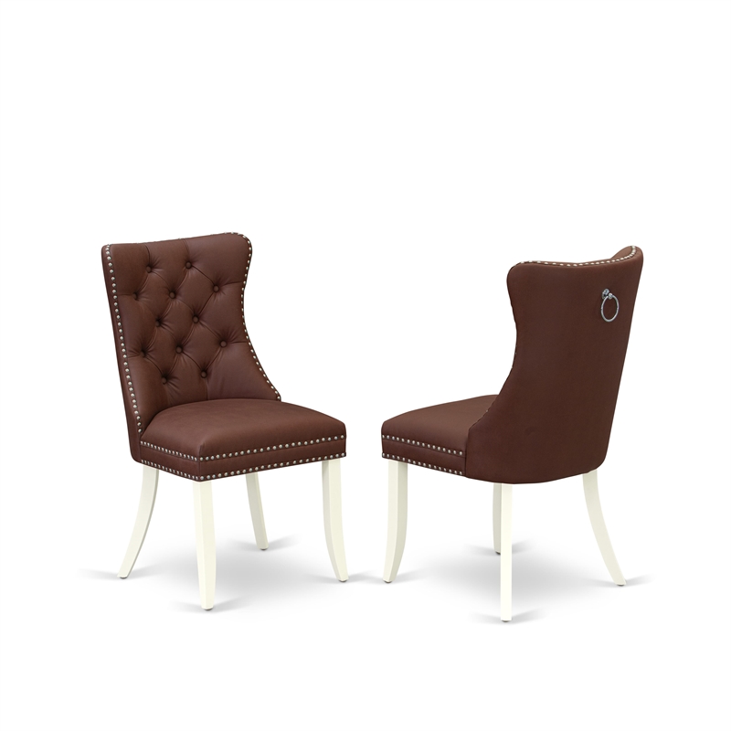 East West Furniture 3-Piece Dinette Set in Linen White/Burgundy