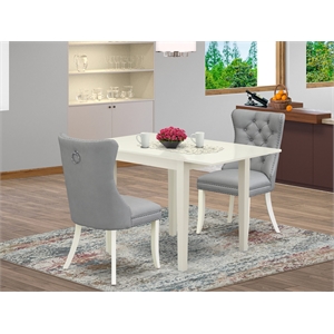 East West Furniture 3-Piece Kitchen Table Set in Linen White/Light Gray