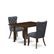 East West Furniture 3-Piece Dining Table Set in Mahogany/Platinum Gray