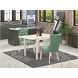 East West Furniture 3-Piece Dinette Set in Linen White/Willow Green