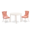 East West Furniture 3-Piece Dining Set for Small Spaces in Linen White/Beige Red