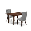 East West Furniture 3-Piece Dining Set in Mahogany/Light Gray