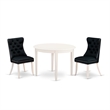 East West Furniture 3-Piece Dining Set for Small Spaces in Linen White/Black