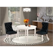East West Furniture 3-Piece Dining Set for Small Spaces in Linen White/Black