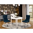 East West Furniture 3-Piece Dining Set for Small Spaces in Linen White/Navy Blue