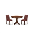 East West Furniture 3-Piece Modern Dining Table Set in Mahogany/Burgundy