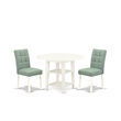 East West Furniture 3-Piece Modern Dining Table Set in Linen White/Willow Green