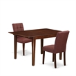 East West Furniture 3-Piece Dining Room Set in Mahogany/Burgundy