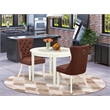 East West Furniture 3-Piece Dining Table Set in Linen White/Burgundy