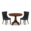 East West Furniture 3-Piece Dining Set in Dark Gray/Antique Walnut