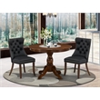East West Furniture 3-Piece Dining Set in Dark Gray/Antique Walnut