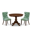 East West Furniture 3-Piece Dining Set in Willow Green/Antique Walnut