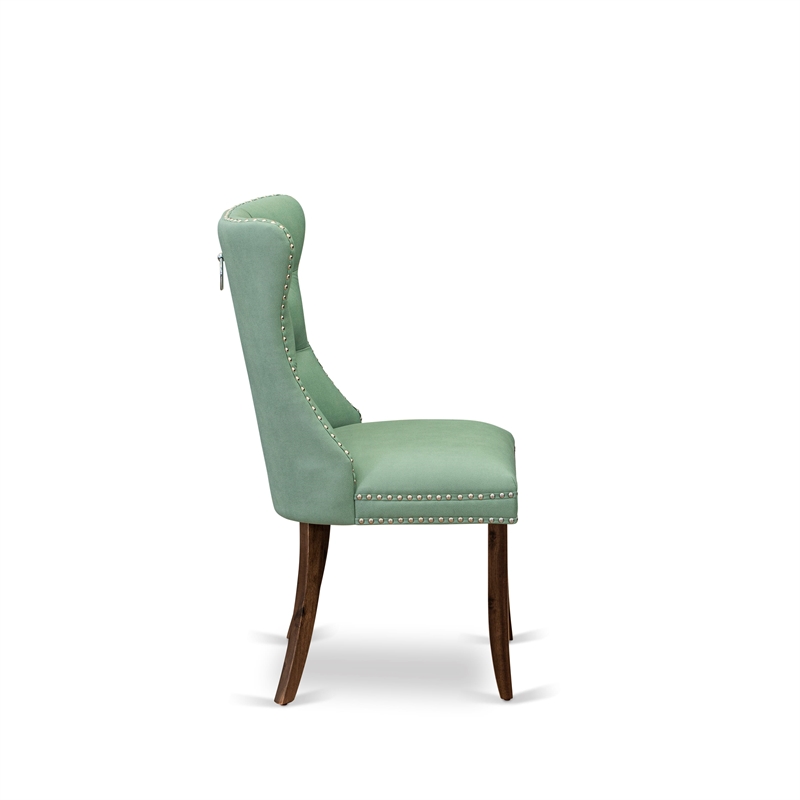 East West Furniture 3-Piece Dining Set in Willow Green/Antique Walnut