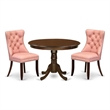 East West Furniture 3-Piece Dining Set in Mahogany/Beige Red