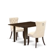 East West Furniture 3-Piece Dinette Set in Mahogany/Light Beige