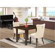East West Furniture 3-Piece Dinette Set in Mahogany/Light Beige
