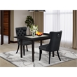 East West Furniture 3-Piece Dining Table Set in Black/Dark Gray
